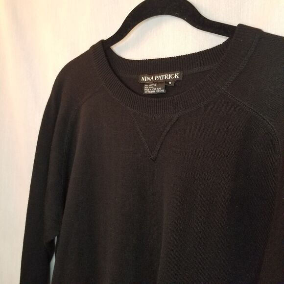 Nina Patrick 90s Y2K Sweater Womens Medium Black Long Sleeve - Picture 4 of 7